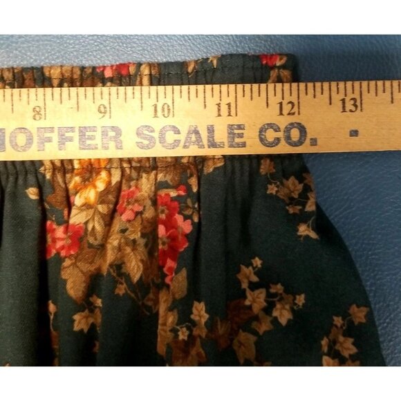 Laura Ashley Vtg Green Floral Pull On Midi Skirt w Pockets Sz M Floral Boho - Picture 6 of 6